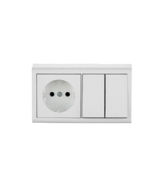 Վարդակ+2տ. անջատիչ պատի վրայի OVIVO 