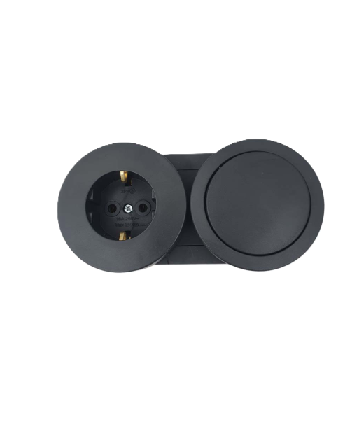 Անջատիչ+վարդակ կափարիչով անտրացիտ  OVIVO