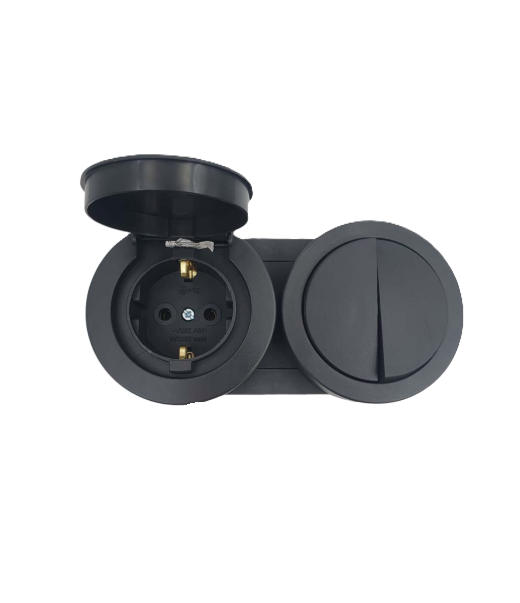 Անջատիչ 2 տեղ+վարդակ կափարիչով  OVIVO