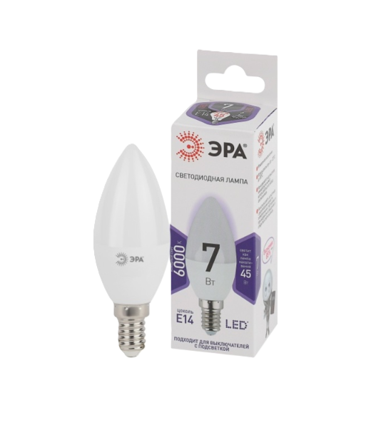 Լամպ SMD B35-7W ԷՌԱ լեդ E14 6000K 