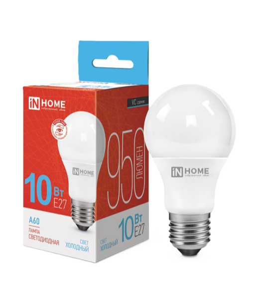 Լամպ լեդ-A60-standard 10W 230B E27 6500K 900Лм
