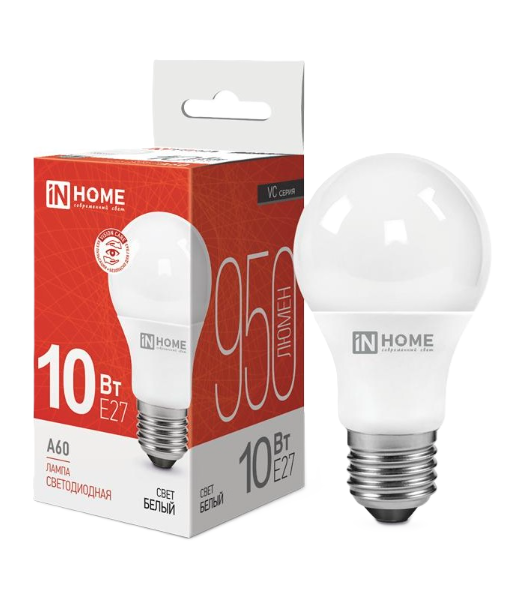 Լամպ լեդ-A60-standard 10W 230B E27 4000K 900 Лм