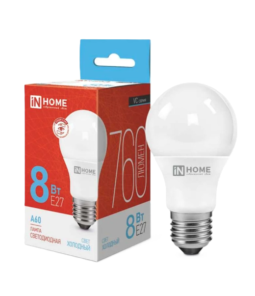 Լամպ լեդ-A60-standard 8W 230B E27 6500K